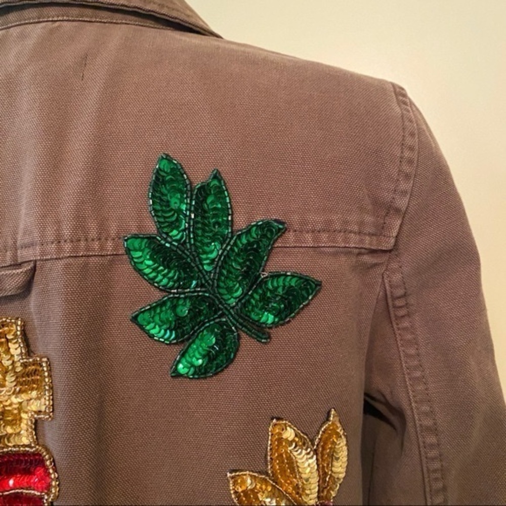 Veronica Beard Olive Green Embroidered Military Jacket - Picture 7 of 16